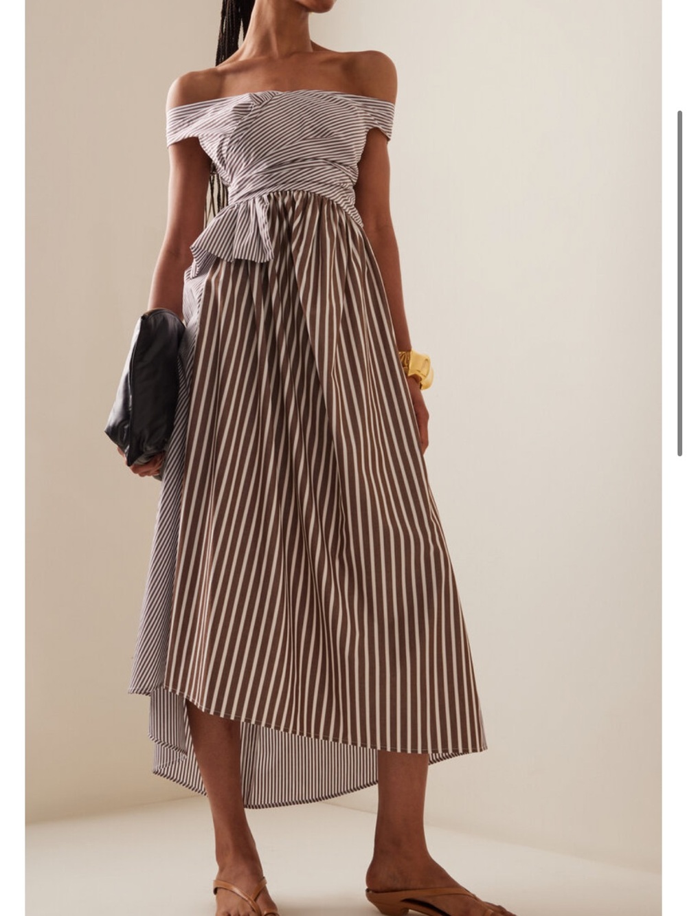 Diotima: striped off the shoulder midi dress